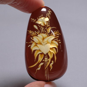 Ámbar marrón natural de 28,54 ct, transparente, transparente / translúcido