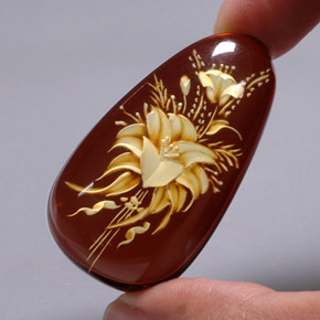 Ámbar marrón natural de 28,54 ct, transparente, transparente / translúcido