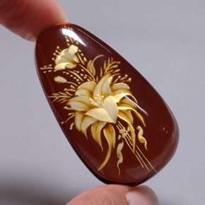Ámbar marrón natural de 28,54 ct, transparente, transparente / translúcido