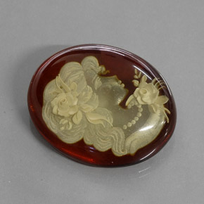 Ámbar marrón naranja natural de 18,51 ct, transparente, transparente / translúcido