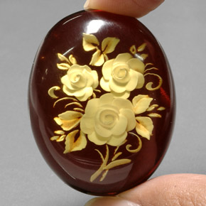 Ámbar marrón natural de 28,39 ct, forma elegante, translúcido
