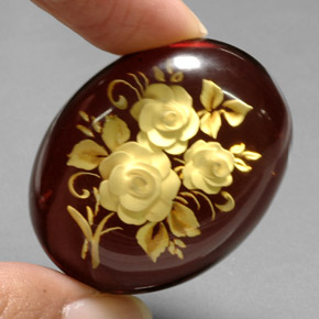 Ámbar marrón natural de 28,39 ct, forma elegante, translúcido