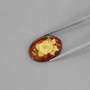 Ámbar naranja natural de 4,09 ct, transparente, transparente / translúcido