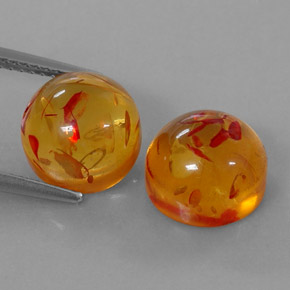 Gemas de ámbar naranja natural de  ct, transparente, transparente / translúcido