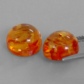 Gemas de ámbar naranja natural de  ct, transparente, transparente / translúcido