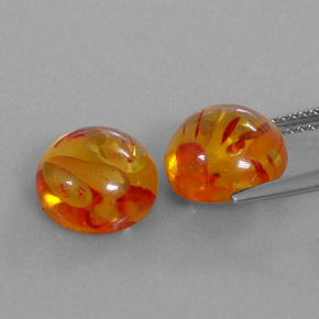 Gemas de ámbar naranja natural de  ct, transparente, transparente / translúcido