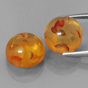 Gemas de ámbar naranja natural de  ct, transparente, transparente / translúcido