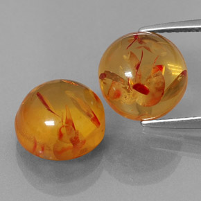 Gemas de ámbar naranja natural de  ct, transparente, transparente / translúcido