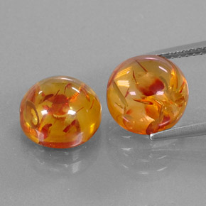 Gemas de ámbar naranja natural de  ct, transparente, transparente / translúcido