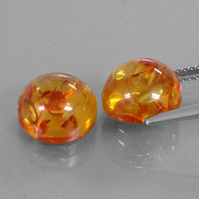 Gemas de ámbar naranja natural de  ct, transparente, transparente / translúcido