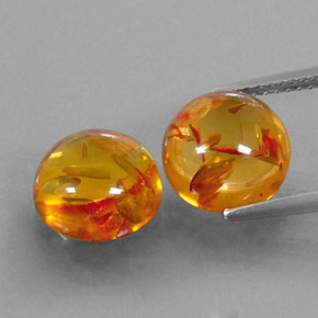 Gemas de ámbar naranja natural de  ct, transparente, transparente / translúcido