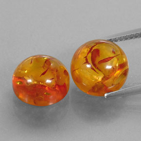 Gemas de ámbar naranja natural de  ct, transparente, transparente / translúcido