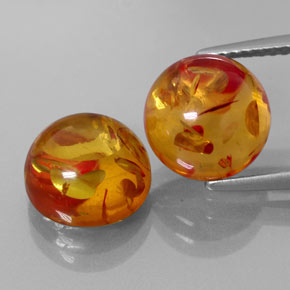 Gemas de ámbar naranja natural de  ct, transparente, transparente / translúcido