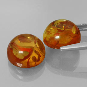 Gemas de ámbar naranja natural de  ct, transparente, transparente / translúcido
