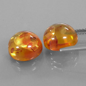 Gemas de ámbar naranja natural de  ct, transparente, transparente / translúcido