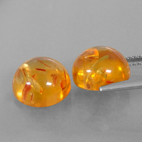 Gemas de ámbar naranja natural de  ct, transparente, transparente / translúcido