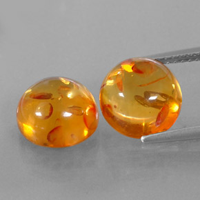 Gemas de ámbar naranja natural de  ct, transparente, transparente / translúcido