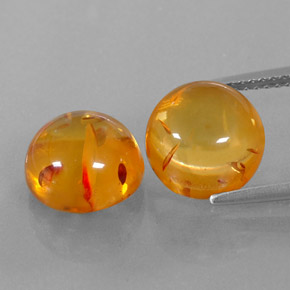 Gemas de ámbar naranja natural de  ct, transparente, transparente / translúcido
