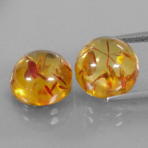 Gemas de ámbar naranja natural de  ct, transparente, transparente / translúcido