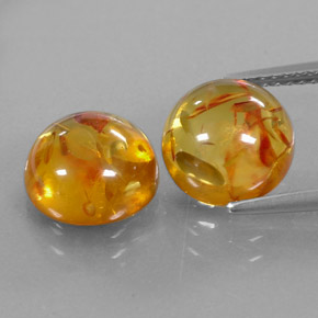 Gemas de ámbar naranja natural de  ct, transparente, transparente / translúcido