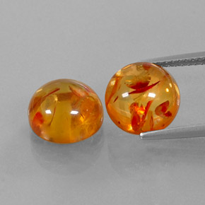 Gemas de ámbar naranja natural de  ct, transparente, transparente / translúcido