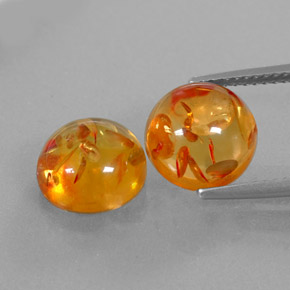 Gemas de ámbar naranja natural de  ct, transparente, transparente / translúcido