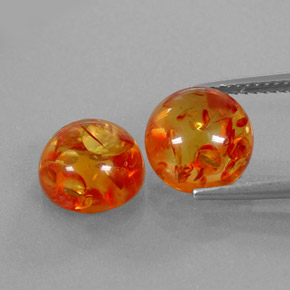 Gemas de ámbar naranja natural de  ct, transparente, transparente / translúcido
