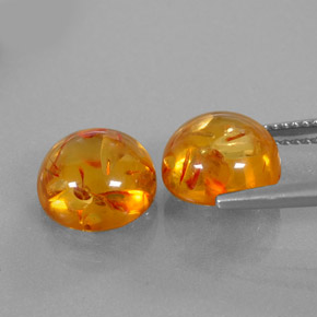 Gemas de ámbar naranja natural de  ct, transparente, transparente / translúcido