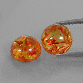 Gemas de ámbar naranja natural de  ct, transparente, transparente / translúcido
