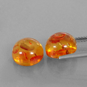 Gemas de ámbar naranja natural de  ct, transparente, transparente / translúcido