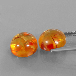 Gemas de ámbar naranja natural de  ct, transparente, transparente / translúcido