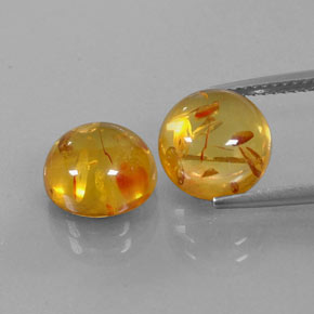 Gemas de ámbar naranja natural de  ct, transparente, transparente / translúcido