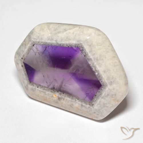 Rebanada de geoda de amatista Multicolor natural de 57.02 ct, Elegante, Transparente