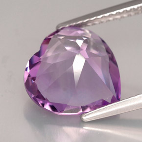 Amatista violeta natural de 3,90 ct, forma de corazón, VVS