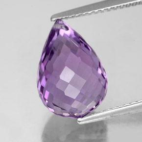 Amatista violeta natural de 5,73 ct, briolette, VVS