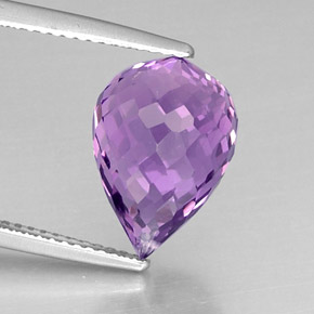 Amatista Violeta natural de 7.01 ct, Corte Briolette, IF