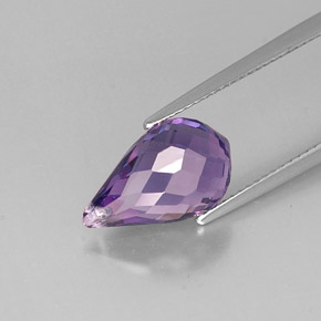 Amatista violeta natural de 4,16 ct, briolette, VVS