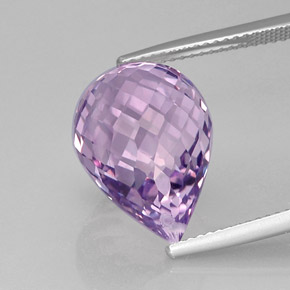 Amatista violeta natural de 12,84 ct, briolette, VVS