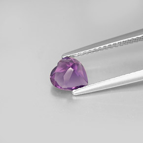 Amatista violeta natural de 0,72 ct, forma de corazón, VS