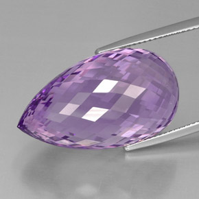 Amatista Violeta natural de 37.70 ct, Corte Briolette, VVS