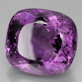 Amatista violeta natural de 75,39 ct, corte cojín, VVS