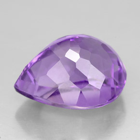 Amatista violeta natural de 7,40 ct, en forma de pera, VVS