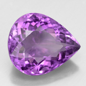 Amatista violeta natural de 6,41 ct, en forma de pera, VS