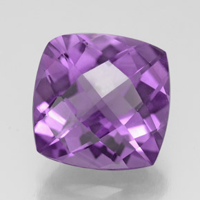 Amatista violeta natural de 3,42 ct, corte cojín, VVS