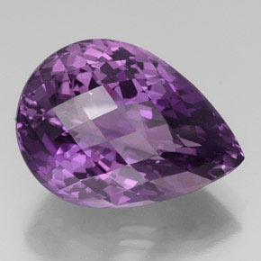 Amatista violeta natural de 27,20 ct, en forma de pera, VVS