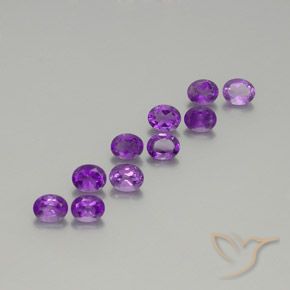 Gemas de Amatista Violeta intenso natural de 3.67 ct, Ovalada, VS