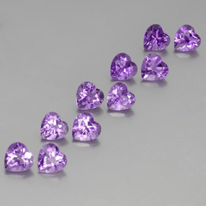 Gemas de Amatista Violeta intenso natural de 7.37 ct, Forma de corazón, VS