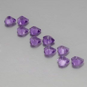 Gemas de Amatista Violeta intenso natural de 7.37 ct, Forma de corazón, VS