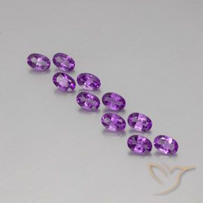Gemas de Amatista Violeta púrpura medio natural de 4.09 ct, Ovalada, VVS-VS
