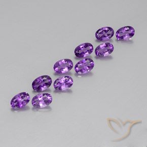 Gemas de Amatista Violeta púrpura medio natural de 4.24 ct, Ovalada, VVS-VS